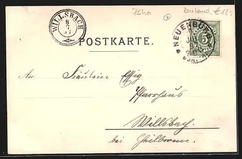 Lithographie Neuenbürg /Württemb. Schwarzwald, Gesamtansicht und Ortspartien