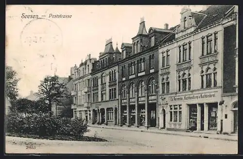 AK Seesen, Poststrasse mit Buchhandlung & Buchbinderei E. Reinecke