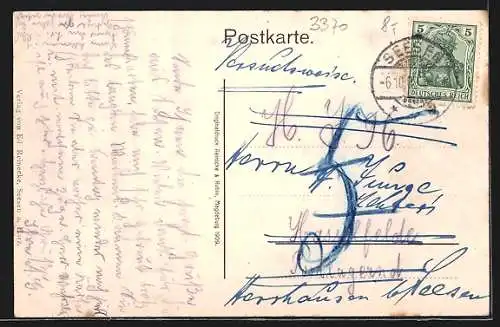 AK Seesen, Poststrasse mit Buchhandlung & Buchbinderei E. Reinecke