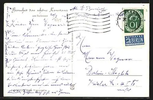 AK Konstanz, Hafenpartie mit Schiffen