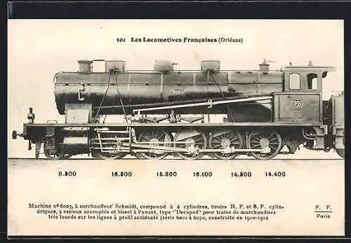 AK 101, Les Locomotives Francaises (Orléans), Machine No 6003, type Decapod, construite en 1910-1912