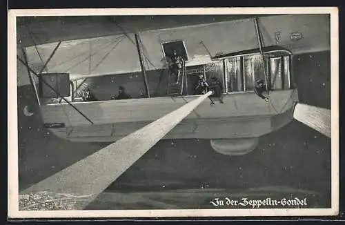 AK In der Zeppelin-Gondel mit Scheinwerfer