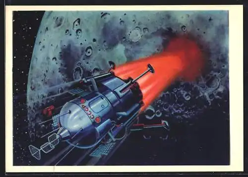Künstler-AK Sowjetische Mondfähre bei der Landung