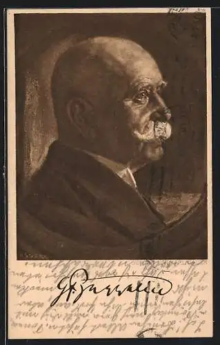 Künstler-AK Bildnis Garf Zeppelin im Profil