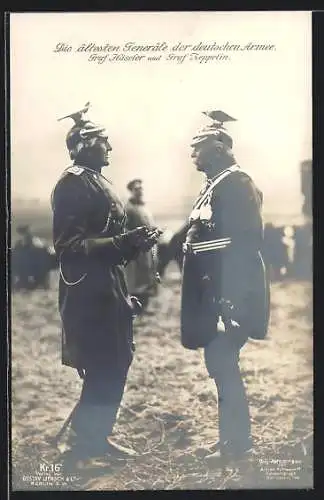 AK Die ältesten Gerneräle der deutschen Armee, Graf Häseler und Graf Zeppelin in Ulanen-Uniform