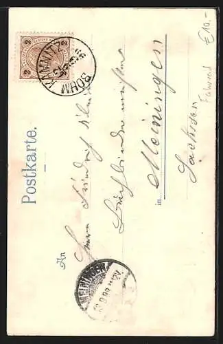 AK Allheil!, winkende Radfahrerin