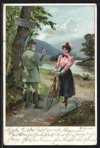 AK Jäger trifft auf Fahrradfahrerin im Wald trotz Verbotsschild