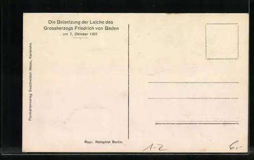 AK Beisetzung der Leiche des Grossherzogs Friedrich von Baden am 7.10.1907