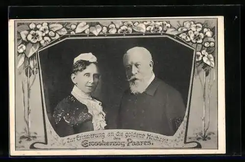 AK Grossherzogspaar von Baden, Erinnerung an deren goldene Hochzeit