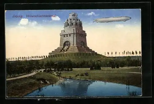 AK Leipzig, Zeppelin über dem Völkerschlachtdenkmal