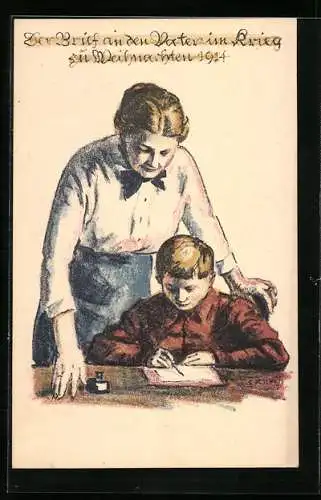 Künstler-AK Der Brief an den Vater im Krieg