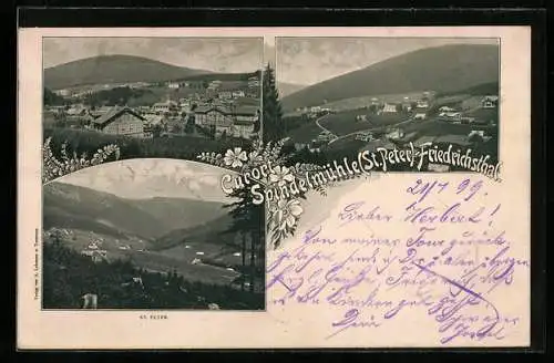 AK Spindelmühle-Friedrichsthal, Totalansichten, Blick auf St. Peter
