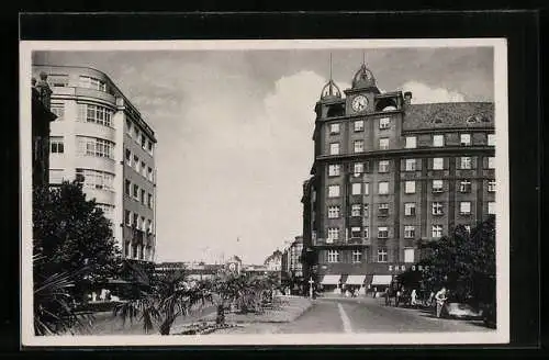 AK Pilsen, Strassenpartie mit Palmen