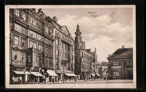AK Pilsen, Ringplatz mit Geschäften
