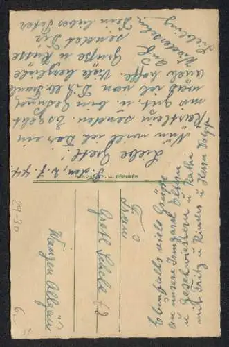 Trockenblumen-AK Getrocknete Heide, Vers von V. Hugo