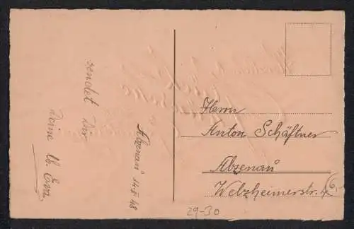 Trockenblumen-AK Geburtstagsglückwunsch mit getrocknetem Vergissmeinnicht