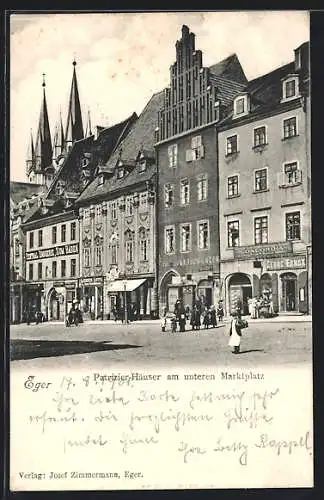 AK Eger, Patrizier-Häuser am unteren Marktplatz