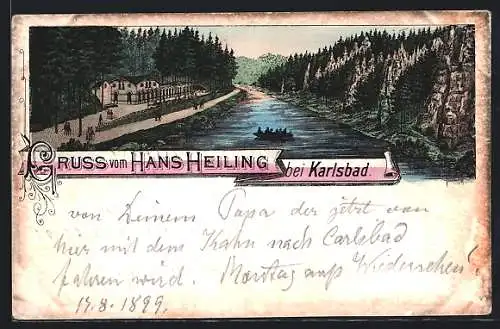 Lithographie Hans Heiling, Blick den Fluss hinab