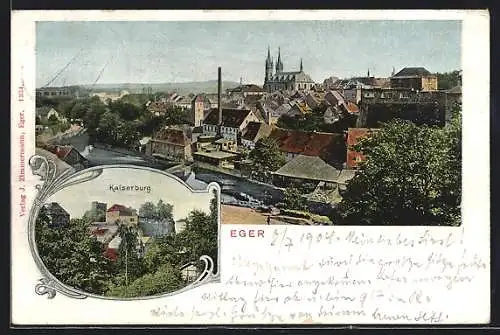 AK Eger, Blick zur Kaiserburg, Teilansicht