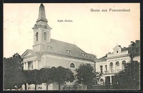 AK Franzensbad, Blick auf Katholische Kirche