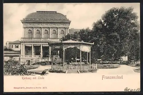 AK Franzensbad, Kurhaus mit Linde