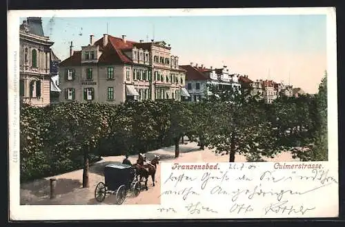 AK Franzensbad, Culmerstrasse mit Pferdekutsche