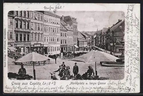 AK Teplitz, Marktplatz und lange Gasse