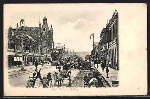 AK Durban, West Street, Strassenbahn