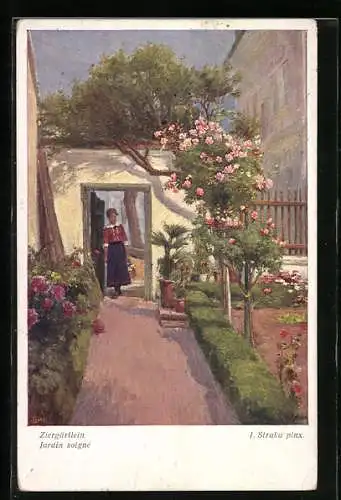 Künstler-AK Josef Straka: Ziergärtlein