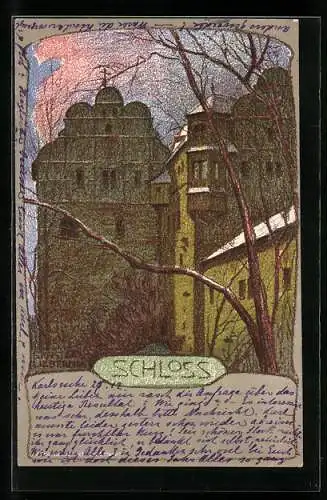 Künstler-AK Ernst Liebermann: Schloss, Aussenansicht eines Schlosses, Herbstansicht