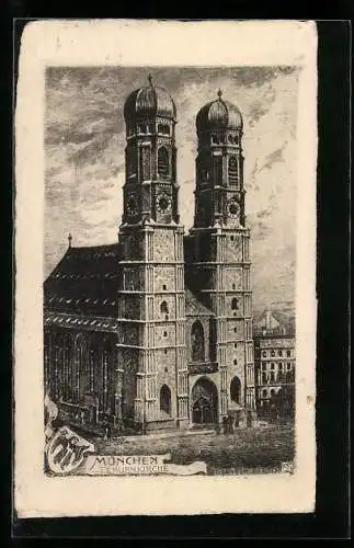 Künstler-AK München, Blick zur Frauenkirche