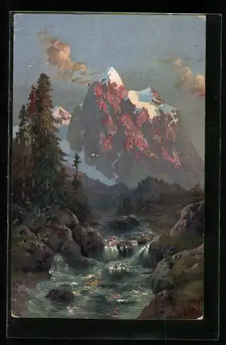 Künstler-AK Robert Kämmerer: Bergpartie mit Fluss