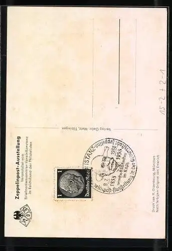 AK Konstanz, Zeppelinpost-Ausstellung 1938, Graf Zeppelin in Uniform zu seinem 100. Geburtstag