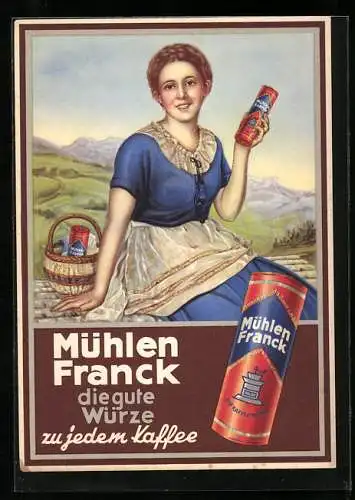AK Reklame für Kaffee-Würze von Mühlen Franck