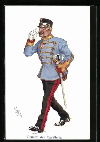 Künstler-AK Teodor Axentowicz: General der Kavallerie in Uniform