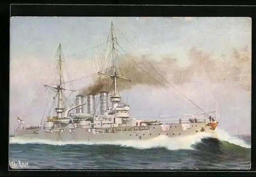 Künstler-AK Christopher Rave: S. M. Linienschiff Preussen auf hoher See