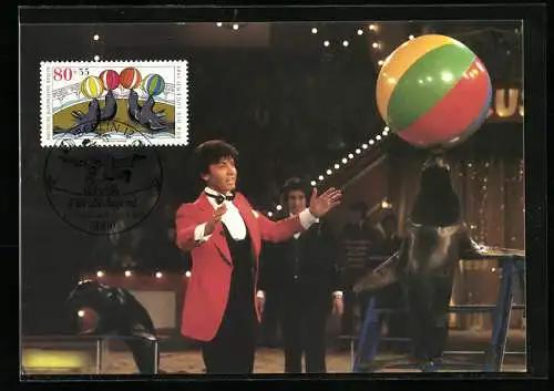 Maximum-AK Welt des Zirkus: Jonglierende Seehunde