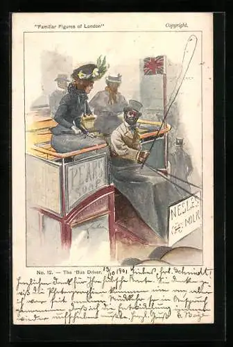 Künstler-AK London, Familiar Figures of London, The Bus Driver