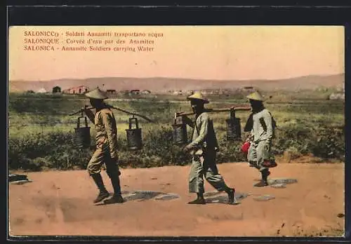 AK Salonica, Annamite Soldiers carrying Water