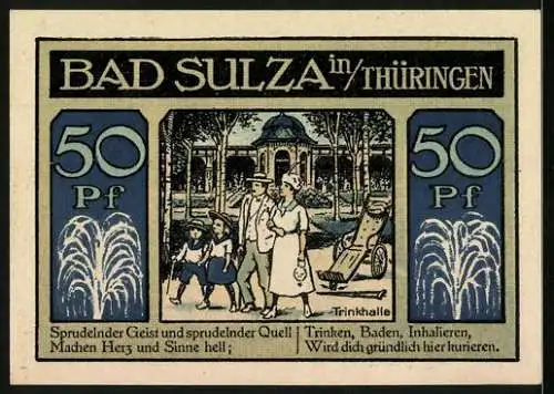 Notgeld Bad Sulza 1921, 50 Pfennig, Inhalatorium, Trinkhalle