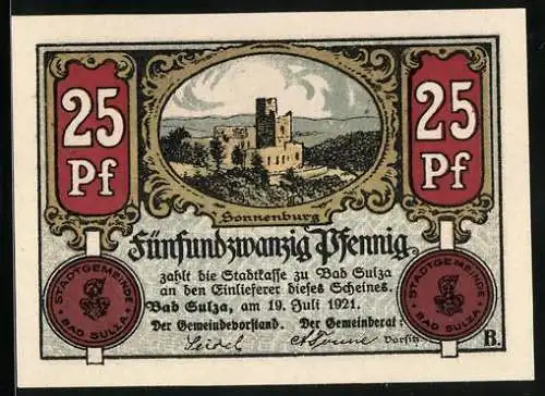 Notgeld Bad Sulza 1921, 25 Pfennig, Sonnenburg, Familie mit krankem Vater