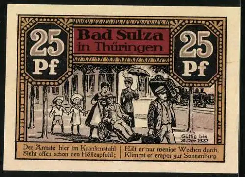 Notgeld Bad Sulza 1921, 25 Pfennig, Sonnenburg, Familie mit krankem Vater