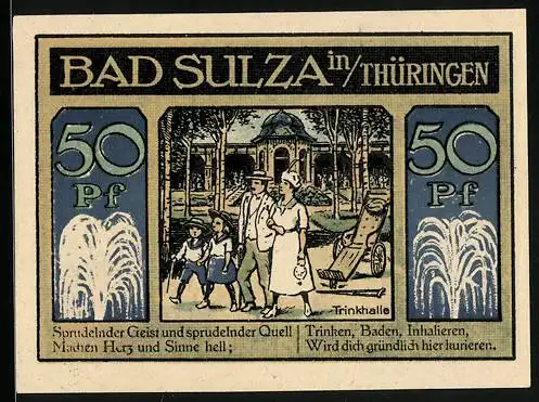 Notgeld Bad Sulza 1921, 50 Pfennig, Trinkhalle, Inhalatorium