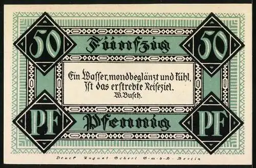 Notgeld Stolzenau 1921, 50 Pfennig, Stadt Rehburg, Steinhuder Meer