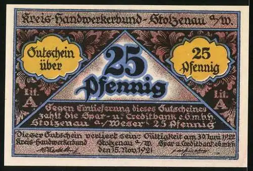 Notgeld Stolzenau 1921, 25 Pfennig, Friseur und Barbier