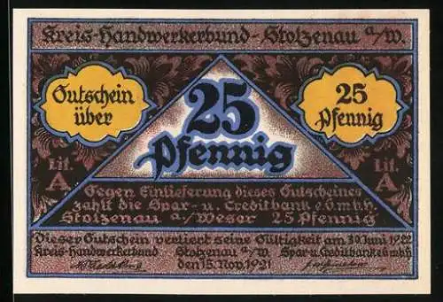 Notgeld Stolzenau 1921, 25 Pfennig, Maler bei der Gestaltung