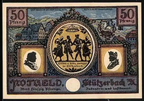 Notgeld Stützerbach, 50 Pfennig, Göthe und Karl August, Gasthaus zum weissen Ross