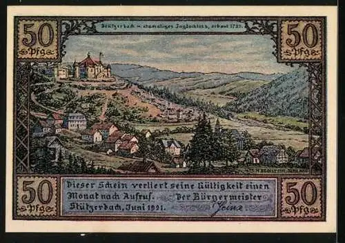 Notgeld Stützerbach, 50 Pfennig, Göthe und Karl August, Gasthaus zum weissen Ross