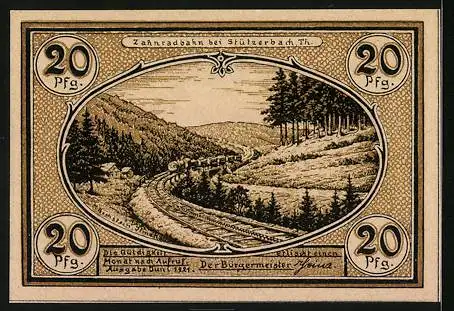 Notgeld Stützerbach 1921, 20 Pfennig, Alte Glashütte, Glasindustrie der Neuzeit