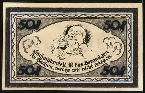 Notgeld Stolzenau 1921, 50 Pfennig, Denkmal des Dichters Wilhelm Busch